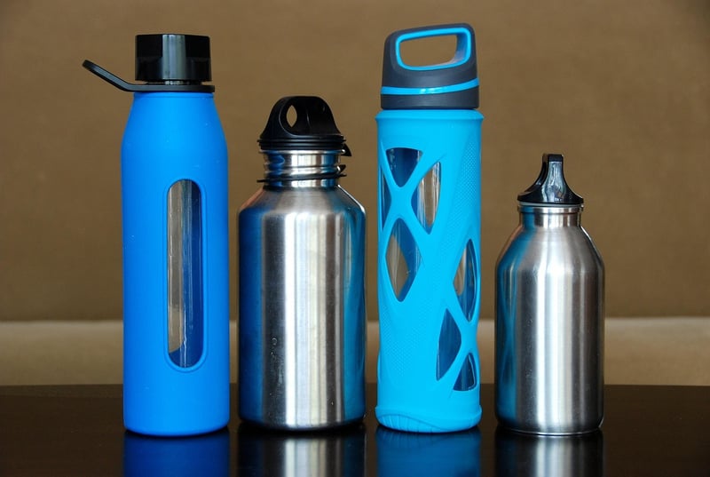 Reusable Water Bottle and Bamboo Utensil Set